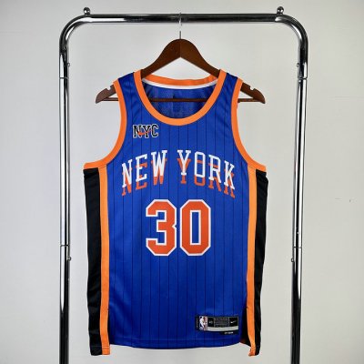 Maillot de Basket #30 Randle Knicks 23-24 city Bleu Imprimé